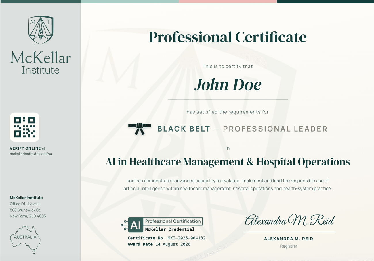 Black Belt certificate — AI in Healthcare Management & Hospital Operations